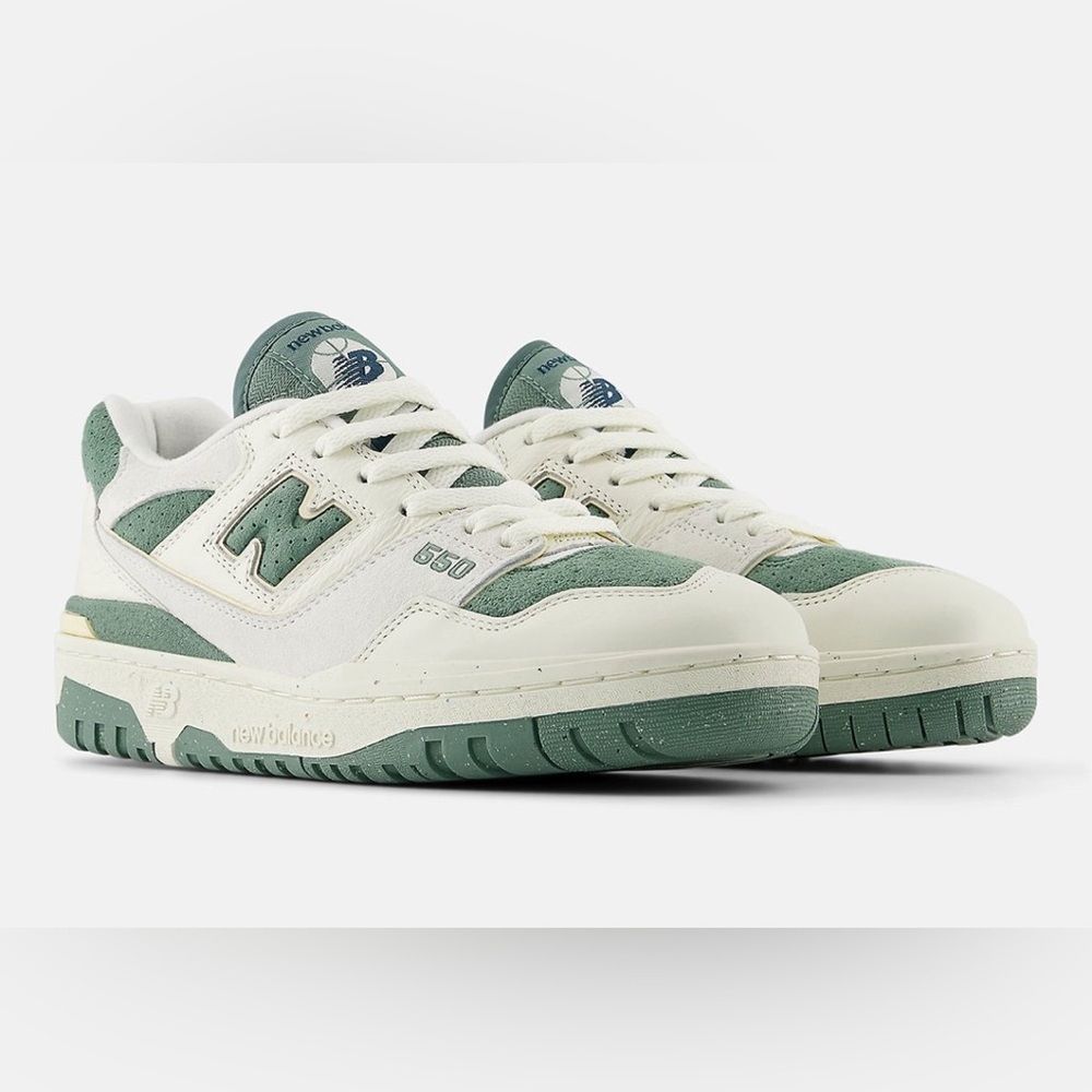 New Balance White and Green 550